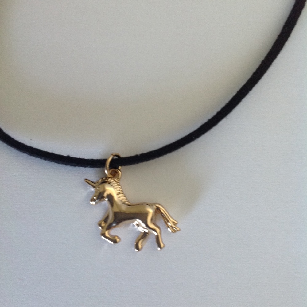 NEW UNICORN Horse CHOKER black NECKLACE